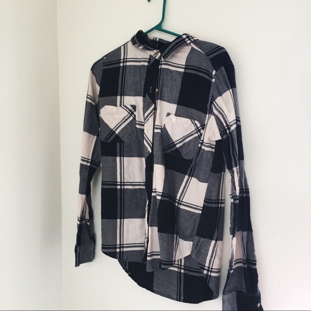 Cream and navy flannel from Abercrombie and Fitch